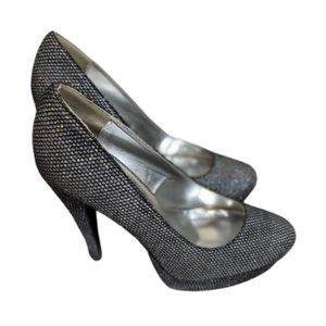 Sparkle Black Silver Heels